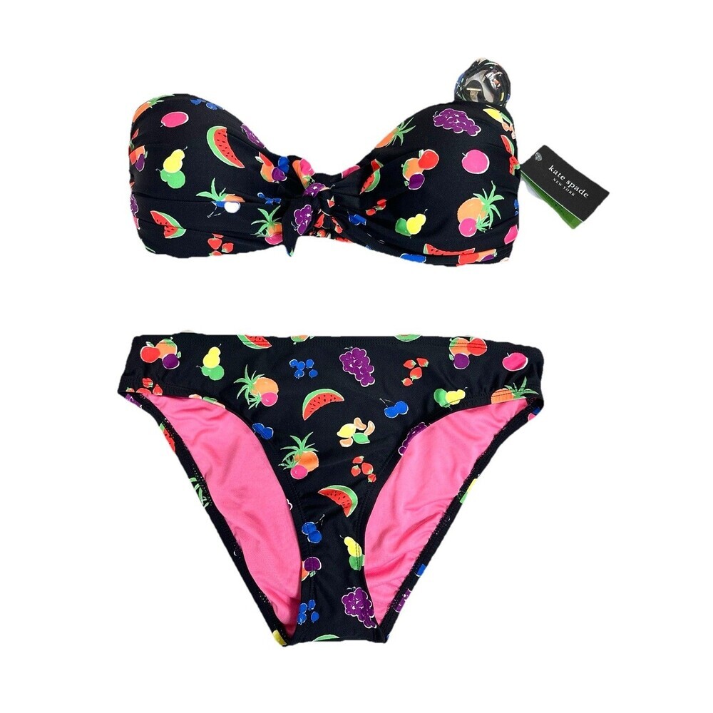 NEW kate spade New York Summer Fruit Bikini Set-Bandeau Tie Top & Brief-Size Med - Picture 3 of 7